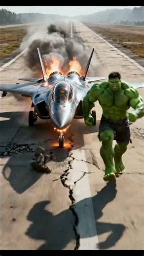 Hulk races a fighter jet, then fuses with it—turning the jet into a powerful green beast!#Hulk #Jet