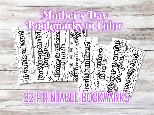 Mother's Day Coloring Bookmarks | Retro Floral Craft (digital Download) - Etsy