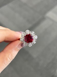Vintage 3.4 Carat Asscher Cut Ruby Ring: Handmade 925 Silver Halo Engagement Ring - Etsy