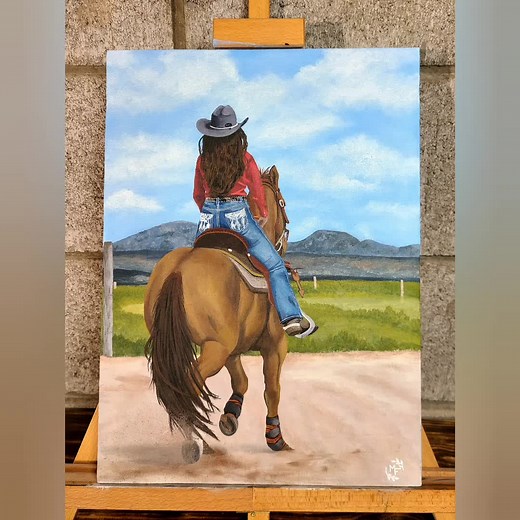🎨🖌Portrait of Elena #canvas#painting#oilpaint#with#acrilicpaint #cowgirl#ridinghorse