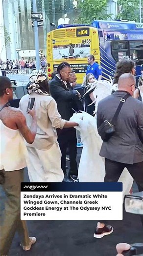 Zendaya Arrives in Dramatic White Winged Gown, Channels Greek Goddess Energy at The Odyssey Premiere