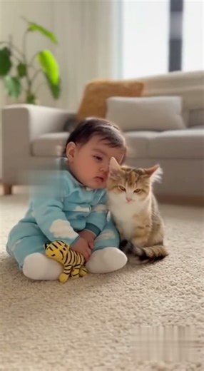 Baby Sleeping Peacefully with Cat | Heart-Melting Moment