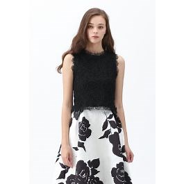 Diva Full Lace Crop Top in Black