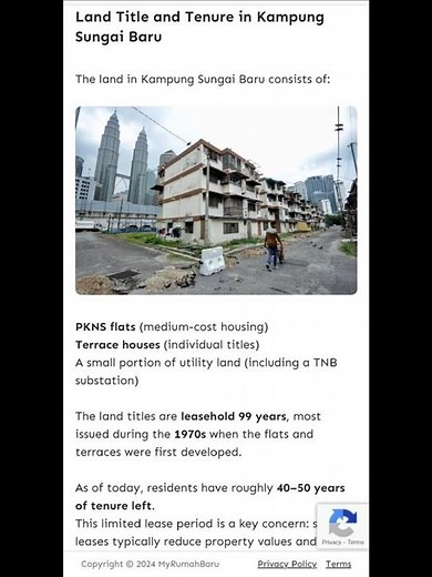 Kampung Sungai Baru Redevelopment Issue in Kuala Lumpur
