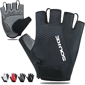 Souke Cycling Bike Gloves Padded Half Finger Bicycle Shock-Absorbing Anti-Slip MTB Breathable Road Biking Gloves for Men/Women