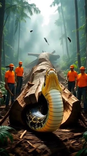🐍 GIANT PYTHON RESCUE! Trapped Inside Tree Trunk #aishorts #ytshorts #shorts #reels