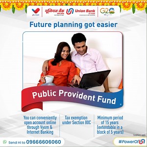 2.2K views · 371 reactions | Invest in Public Provident Fund conveniently with #UnionBankOfIndia and enjoy a worry-free future. Know More: https://bit.ly/3X59KJ Apply Now: https://bit.ly/3Npjb47 #GoodPeopleToBankWith #PowerOfU | Union Bank of India | Facebook