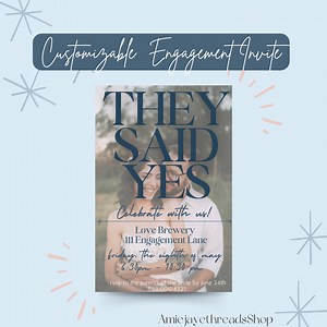 Fully Customizable Engagement Invite, Photo Invitation - Etsy