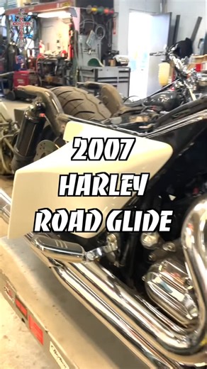 Counts Kustoms on Instagram: "We’ve got a brand new YouTube video coming your way tomorrow! It covers the full build of this tribute bike, a 2007 Harley Road Glide. Check out some clips of our team working on it! Subscribe now and don’t miss out! #harley #tribute #roadglide #countskustoms"