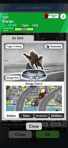 Godzilla Battle Line Unlocked Varan 1958