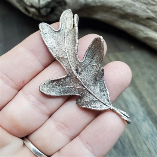 Small Copper Electroformed Oak Leaf With Fine Silver Plating, Made With a Real Leaf - Etsy