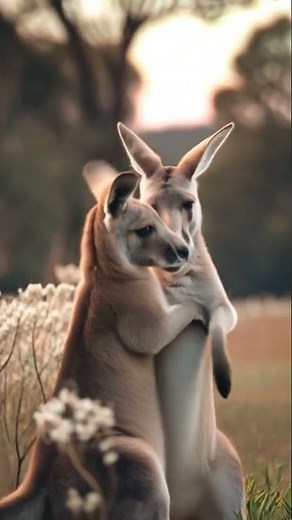 Playful Kangaroos Hugging 🦘 | Adorable Wildlife Moments in the Field