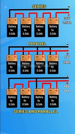 🔋Battery Series vs Parallel: Voltage and Capacity Explained with 9v Batteries #shorts #ytshorts
