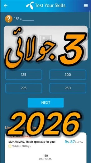 15² = | My Telenor Today Questions | Telenor Questions Today