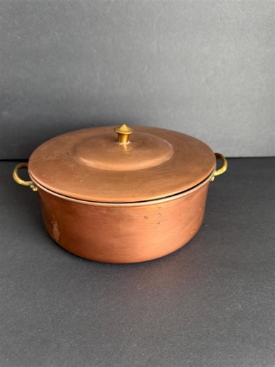 Vintage Copper Pan 8" | Lidded Pot, French Style Kitchen Decor - Etsy