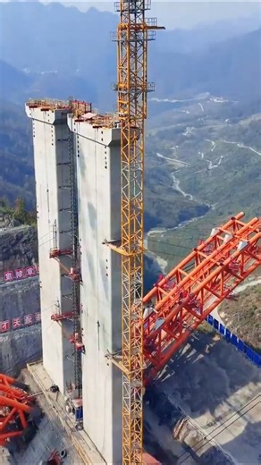 Construction site of Liuche River Bridge #bridge #technology #infrastructure #mountains