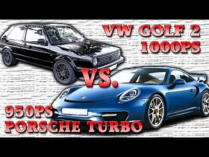 Boba VW Golf Mk2 AWD vs Porsche 996T 950HP street race 100-300kmh