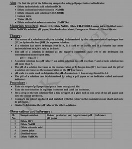 Aim : To find the pH of the following samples by using pH paper... | Filo