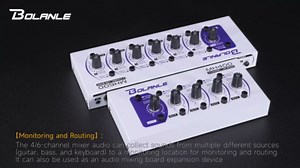 Bolanle MH600 6-Channel Active Line Mixer – Stereo Line Level Mixer with Mono/Stereo Switch, USB-C Powered, Mute Function, 1/4" TRS I/O for Keyboards Synths Drum Machines