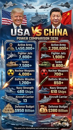 Usa vs China power compersion of 2026