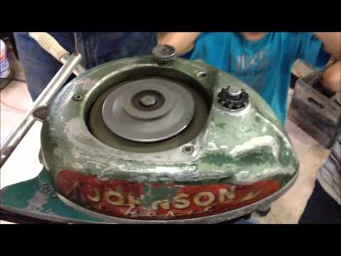 How to start an outboard motor without pull start Vintage johnson seahorse 5hp boat 1946-1949