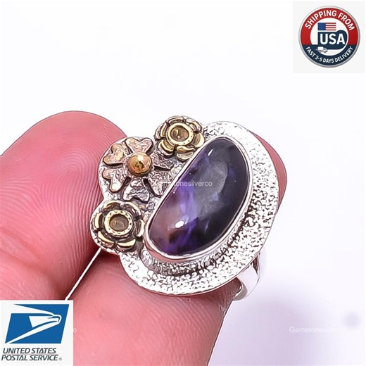 Charoite Handcrafted Ring 925 Sterling Silver Purple Stone Jewelry - Etsy