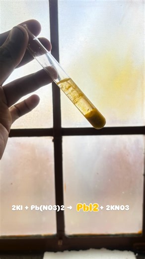 Sankalp Maheshwari on Instagram: "Double Displacement Reaction - KI reacts with Pb(NO₃)₂ to give a yellow precipitate of PbI₂ due to a double displacement reaction. ( Reached your feed = chemistry needs you. Follow ⚗️) #chemistry #trend #reelsinstagram #instagood #reach #learn #golden"