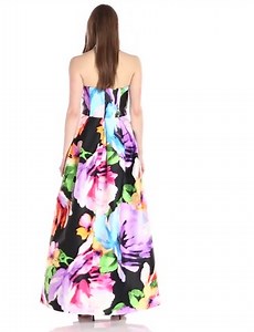 Watch ELLEN TRACY Women's Strapless Sweetheart Neck Printed Gown on Amazon Live