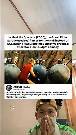 In Meet the Spartans (2008), the Ghost Rider parody used real flames for the skull instead of CGI,