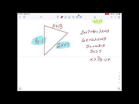 Triangle Inequalities : finding a range for x in the sides of triangles