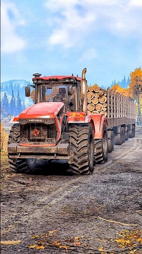 Kirovets K-7M Logging Truck Double Trailer In SnowRunner #shorts #truck #4k
