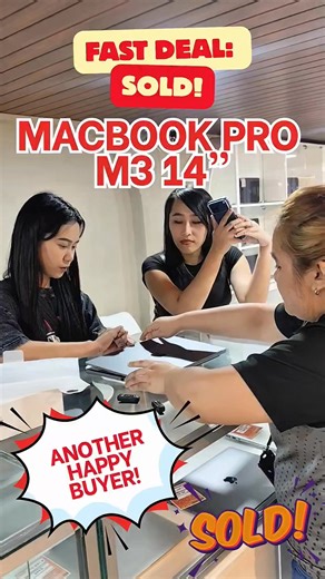 Fast deal! 🚀 MacBook Pro M3 14" brand new open box is officially SOLD! packed with a powerful 1TB SSD and smooth 16GB RAM for top-tier performance. From creative workflows to daily productivity, this unit is built to deliver speed, reliability, and premium experience. Another happy client, another successful transaction. 💻✨ Thank you for trusting us! Stay tuned for more fast deals and quality units coming soon. 💻✨ #MacBookProM3 #SoldUnit #FastDeal #AppleSilicon #TechSale #PremiumLaptop #Happy