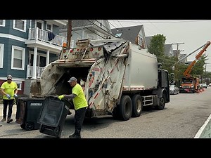 Mack LEU Leach 2r3 Rear Loader Garbage Truck on Tree Trimming Day