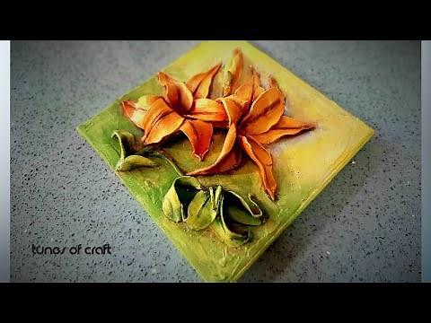 Air dry clay flowers tutorial | clay flowers acrylic painting | clay art painting | 3d clay art