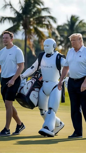 Tesla Robot on the Golf Course: Elon Musk & Trump
