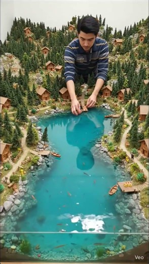 Miniature Lake Village in Mountains | Hyper Realistic Diorama #creativeart #artvideo