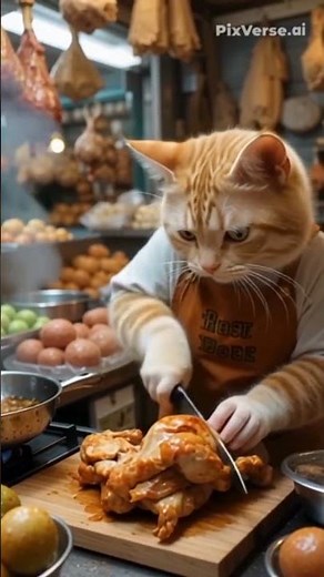 cat cooking viral videos 📸 chicken 🍗 recipe #viral #cat #chikken #catcooking #shorts #newvideo