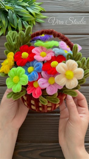 WoW! Easy Idea! How to Make Flowers basket from Chenille Wire DIY Pipe Cleaner Flower