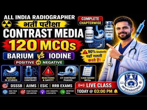120 MCQs Contrast Media | Barium GI, Iodinated Contrast, Safety | Radiography
