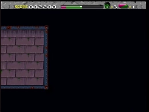 The Incredible Hulk (1994) is a side-scrolling action-platformer for the SNES, Genesis, Master System, and Game Gear, developed by Probe Software and published by U.S. Gold, where players control the Hulk to stop the Leader's world domination plot. The game features a unique