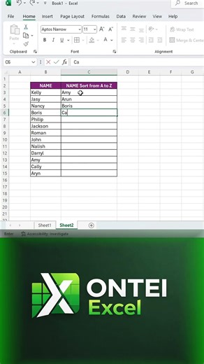 sort name from a to z #excel #dataextractor #software #shortreels