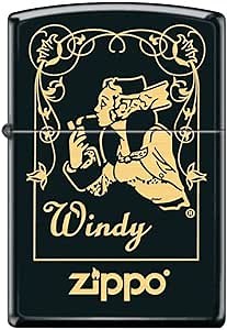 Zippo Lighter - Personalized Customize Message Engrave on Backside for Zippo Brand Design Logo Lighter (Windy Girl Vintage Z5436)