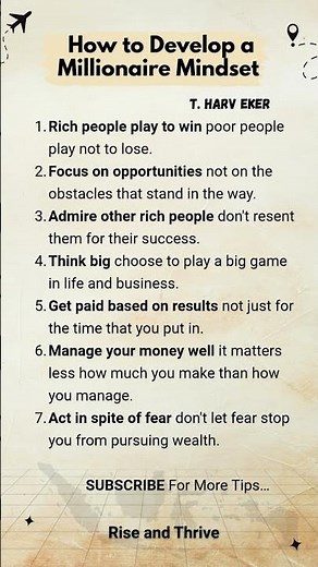 How to Develop a Millionaire Mindset - T .Harv Eker