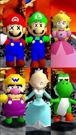 Mario & Friends Burning in LAVA Animations - Super Mario 64 PC Port #mario #supermario #gaming