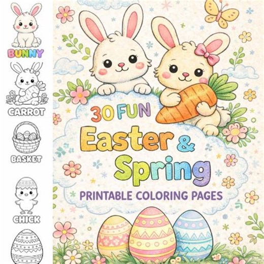 30 Fun & Relaxing Easter-spring Printable Coloring Pages - Etsy