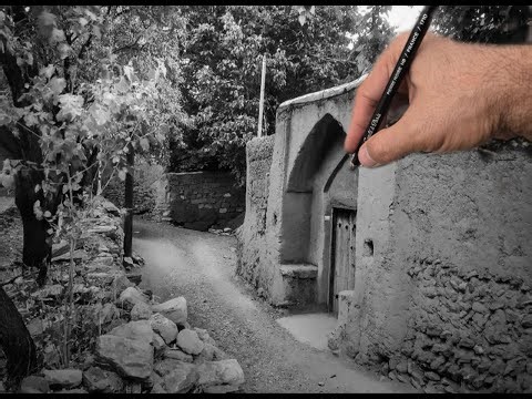 Conté Pencil Drawing – Old Village Alleyway