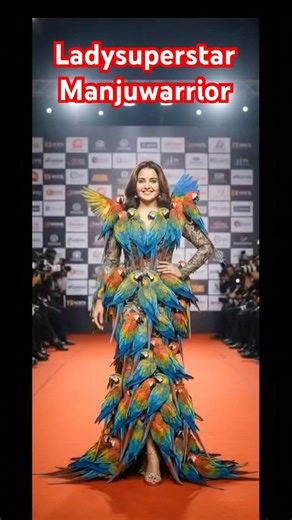 Manju Warrier's Surreal Living Parrot Gown! 🦜✨ #ManjuWarrier #RedCarpet #trending #shorts #viral