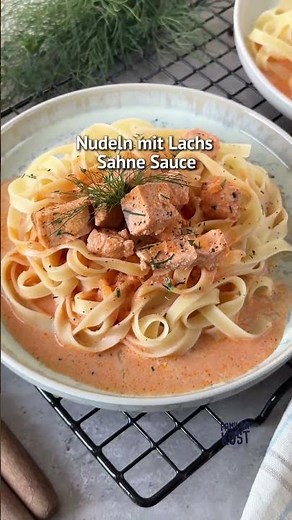 Nudeln mit Lachs Sahne Sauce - Familienkost Rezept #pasta