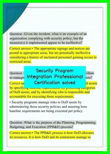 Security Program Integration Professional Certification solved video