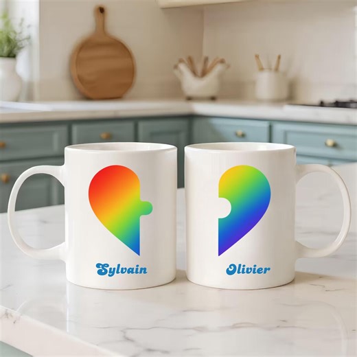 Personalized Gay Couple Mug Set. Set of 2 Mugs With Personalized Names. Personalized Valentine's Day Gift. Wedding Gift for Couples - Etsy